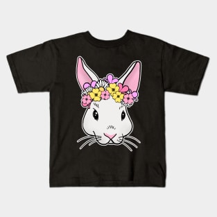 Rabbit with flower head happy easter 2021 Kids T-Shirt